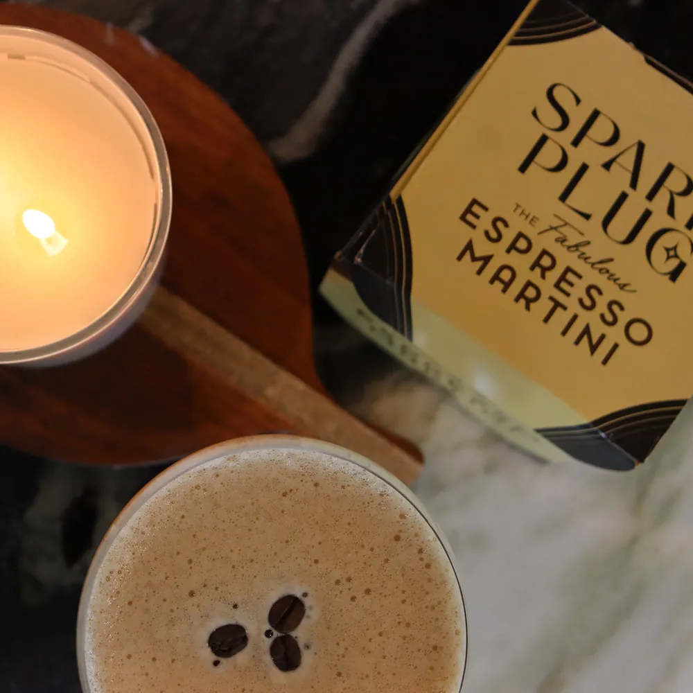 Spark Plug espresso martini by candlelight
