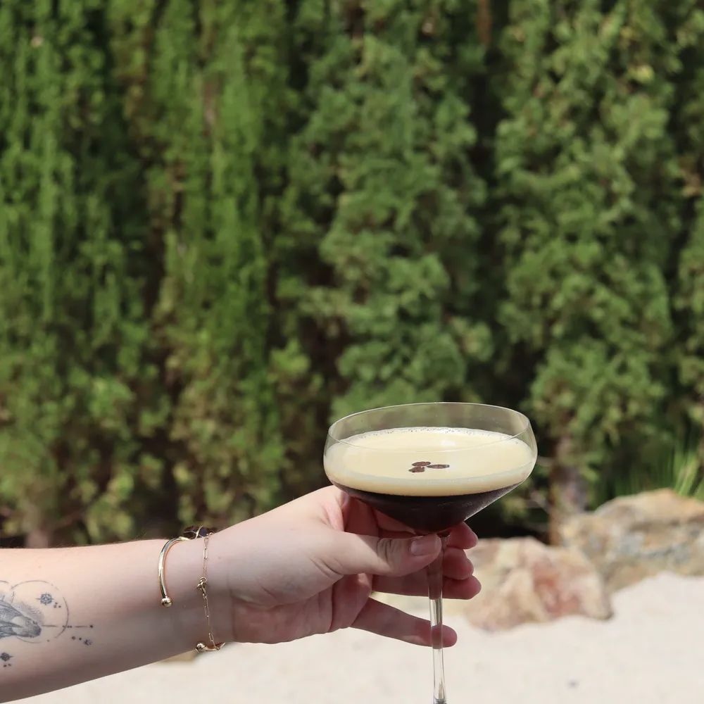 Spark Plug espresso martini enjoyed outdoors